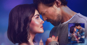 Official poster of İki Dünya Bir Dilek featuring Hande Erçel and Metin Akdülger in an emotional embrace against a starry night sk