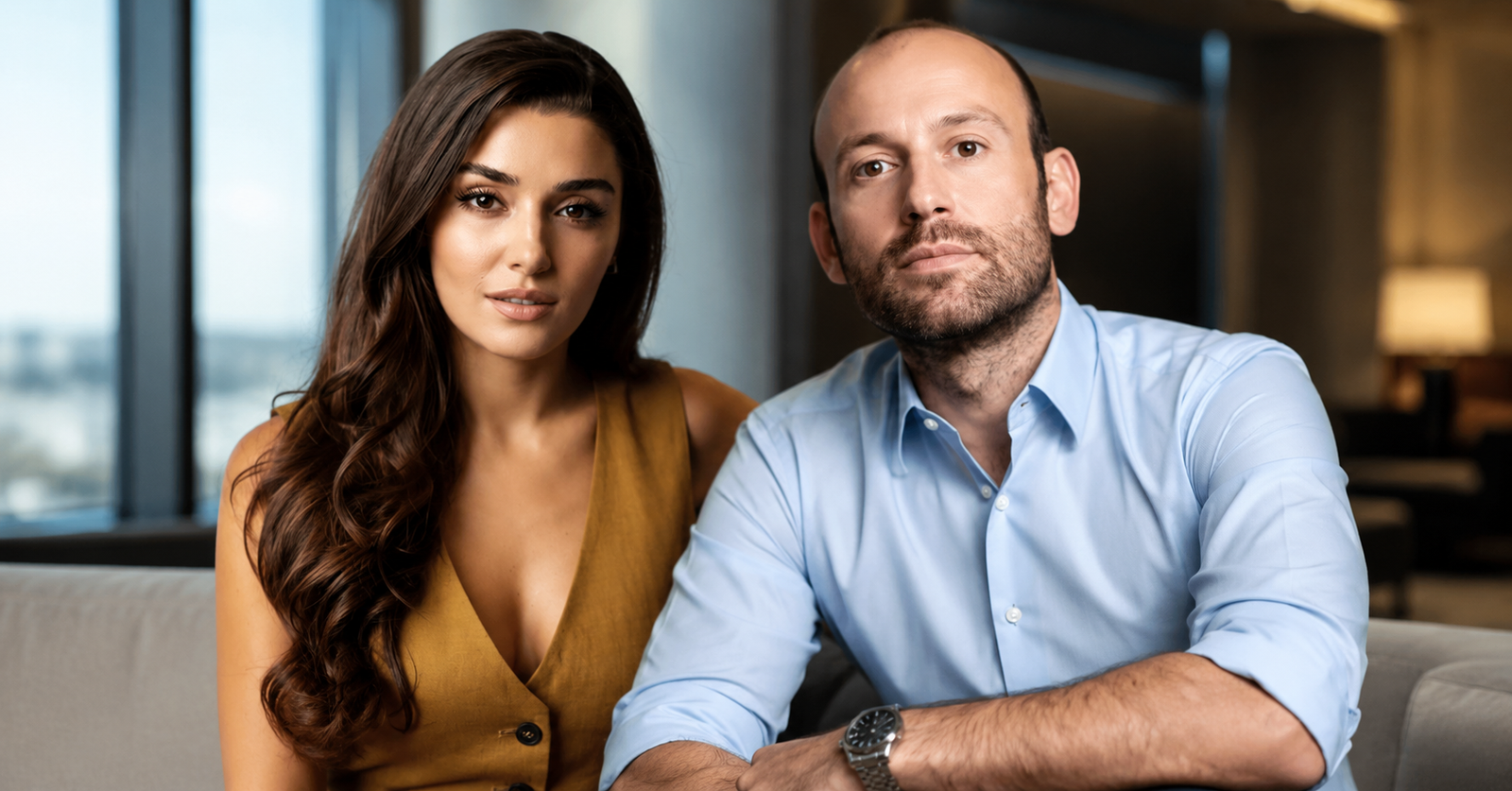 Hande Erçel and Onur Güvenatam in a professional composite image amid ongoing relationship speculation in 2026.