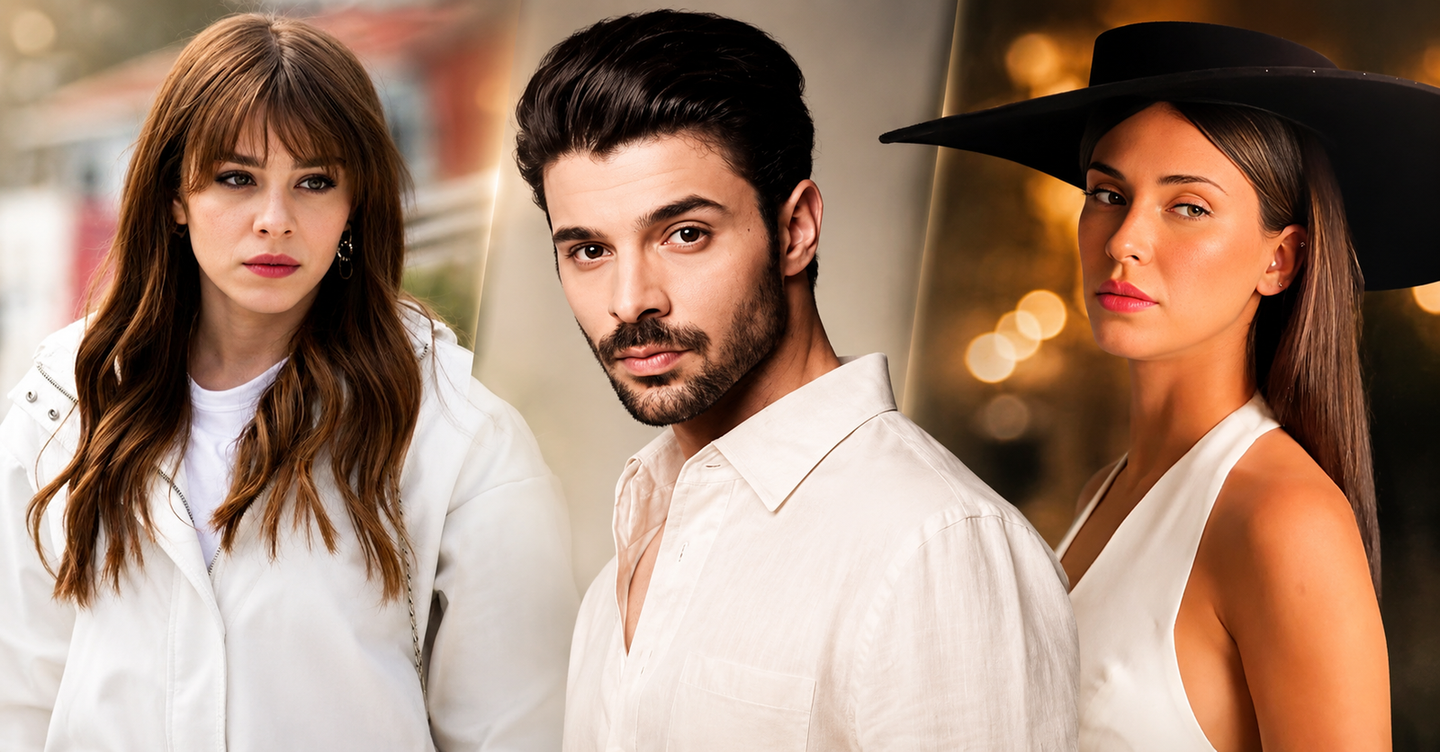 Devrim Özkan with İlayda Alişan and Halit Özgür Sarı in a collage highlighting people linked to her dating history and relationship rumors.