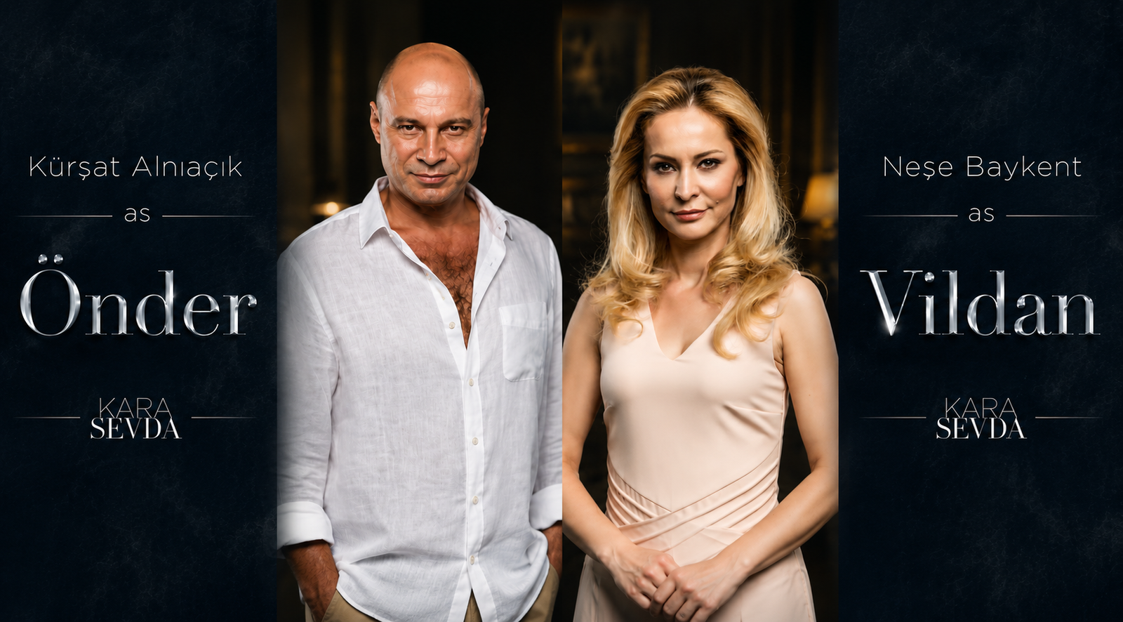 Kürşat Alnıaçık as Önder Sezin and Neşe Baykent as Vildan Sezin, Nihan Sezin's parents in Kara Sevda (Endless Love).